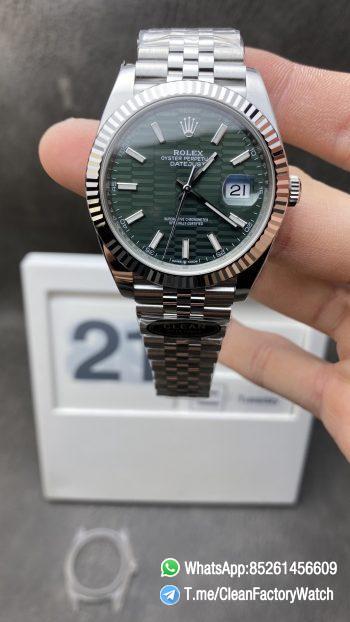 Clean Factory DateJust 126334 41mm CF Rolex Watch Best Edition 904L Steel Green Texuted Dial on Jubilee Bracelet VR3235