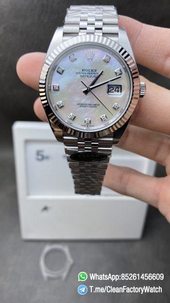 Clean Factory Watch Rolex Datejust 41mm MOP Dial 904L Stainless Steel Case Jubilee Bracelet 3235 Movement