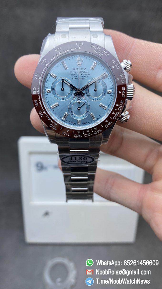 Clean Factory Watch Rolex Daytona 116506 Ice Blue Dial Crystal Markers 904L Stainless Steel Case Bracelet SA4130 Movement