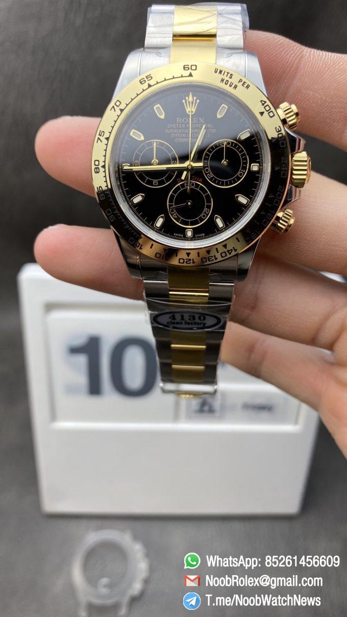 Clean Factory Watches Rolex Daytona 116503 Plate 18K Yellow Gold Case Black Dial on Gold Steel Two Tone Bracelet SA4130 Movement
