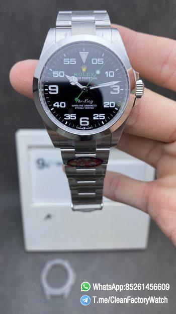 Clean Factory Watch Super Clone Rolex Air King 126900 Black Dial 904L Steel Case Bracelet VR3230 Movement