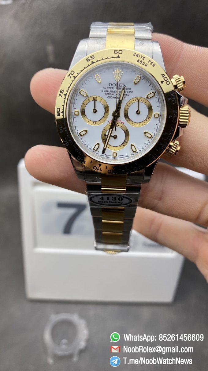 Clean Factory Watch Rolex Daytoan 116503 White Dial Yellow Gold Bezel 904L Stainless Steel Case Two Tone Bracelet