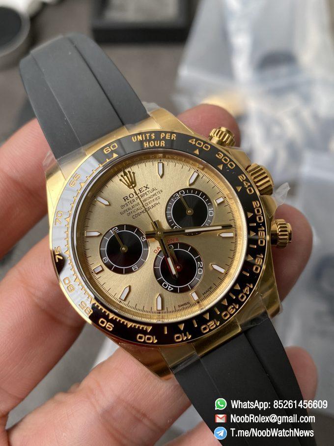 Clean Factory Watch Rolex Daytoan 126518 Yellow Gold Dial Black Ceramic Bezel Oysterflex Strap SH4131 Movement 004