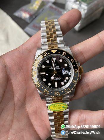 Clean Factory GMT Master II 126713GRNR Oystersteel and Yellow Gold Black and Grey Bezel Black Dial Jubilee Bracelet DD3285 Movement 01