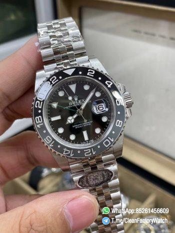 Clean Factory GMT Master II 126710GRNR Black Gray Ceramic Bezel 904L Oystersteel Jubilee Strap DD3285 Movement 01