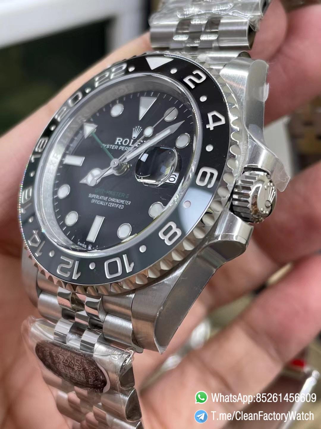 Clean Factory GMT Master II 126710GRNR Black Gray Ceramic Bezel 904L Oystersteel Jubilee Strap DD3285 Movement 04