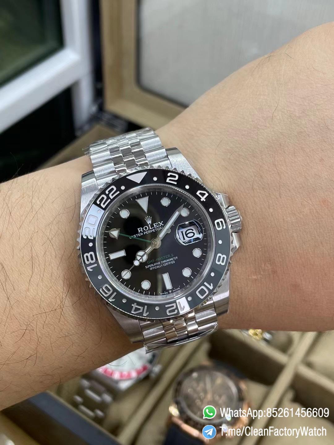 Clean Factory GMT Master II 126710GRNR Black Gray Ceramic Bezel 904L Oystersteel Jubilee Strap DD3285 Movement 09