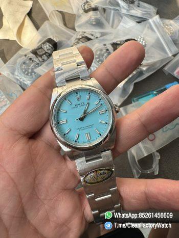Clean Factory Rolex Oyster Perpetual 126000 36mm Tiffany Blue Dial 904L Steel VR3230 CF OP 01