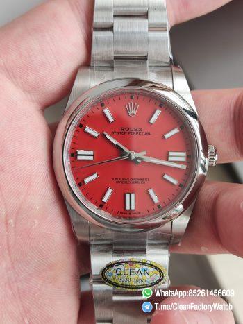 Clean Factory Watches Rolex Oyster Perpetual CF OP 124300 41mm 904L Stainless Steel Red Dial VR3230 01