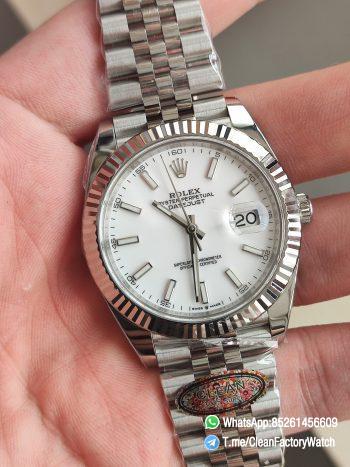 Clean Factory Rolex Datejust 41mm 126334 0010 White Dial 904L Steel Case Jubilee Bracelet DD3235 Movement 02