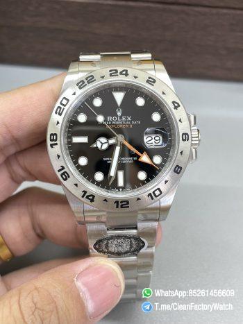 Clean Factory Watch Explorer II 226570 Black Dial 904L steel GMT Orange Arrow shaped Hand DanDong 3285 Movement 01