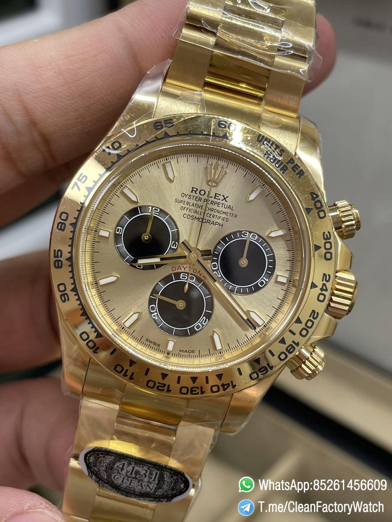 Clean Factory Daytona 126508 18K Yellow Gold Plated on Case Bracelet Yellow Gold Dial with Black Sub Dial SH4131 Movement 03