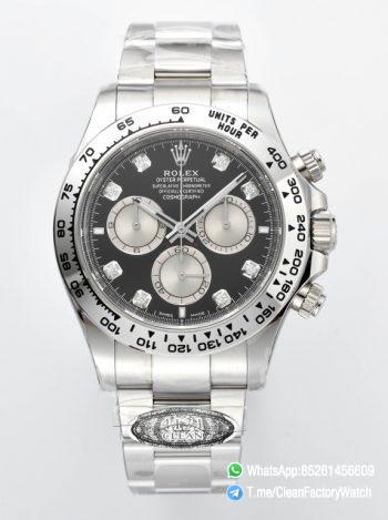 Clean Factory Daytona 126509 Black and Steel Set with Diamonds Dial Oystersteel Bracelet SH4131 Movement 00