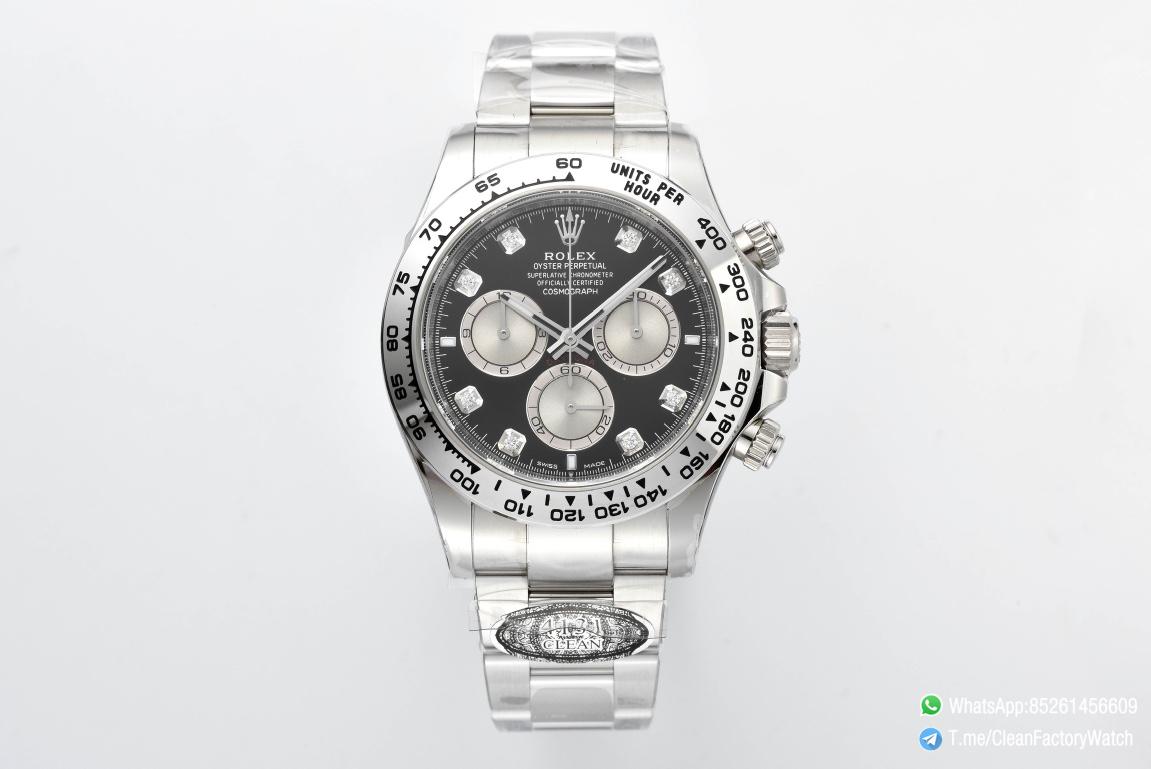 Clean Factory Daytona 126509 Black and Steel Set with Diamonds Dial Oystersteel Bracelet SH4131 Movement 01