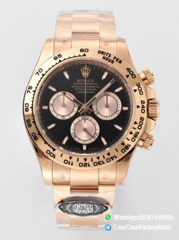 Clean Factory Rolex Daytona 126505 Rose Gold Case Bracelet Black Dial with Rose Gold Sub Dial SH4131 Movement 00
