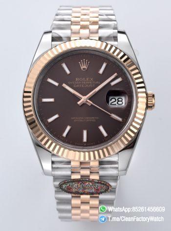 Clean Factory Datejust 126331 41mm 904L Steel Case Chocolate Dial with Stick Markers Rose Gold Bezel 3235 Movement Two Tone Jubilee Bracelet 00