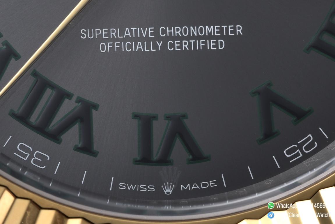 Clean Factory Datejust Wimbledon 126333 41mm Gray Dial with Green Roma Markers Yellow Gold Bezel 3235 Movement Two Tone Jubilee Bracelet 04