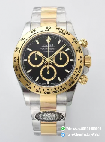 Clean Factory Daytona 126503 Black and Gold Counter Rings Dial 904L Steel Case Yellow Gold Bezel SH4131 Movement Oystersteel and Yellow Gold Band 00