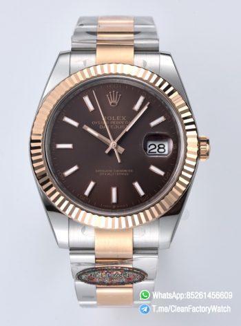 Clean Factory Datejust 126331 41mm 904L Steel Case Chocolate Dial with Stick Markers Rose Gold Bezel 3235 Movement Two Tone Oyster Bracelet 00