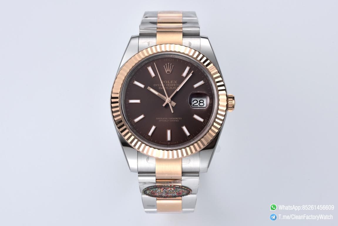 Clean Factory Datejust 126331 41mm 904L Steel Case Chocolate Dial with Stick Markers Rose Gold Bezel 3235 Movement Two Tone Oyster Bracelet 01