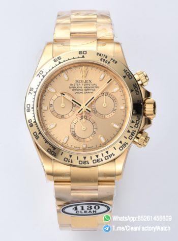 Clean Factory Rolex Daytona 116508 Full Yellow Gold Case Dial Yellow Gold Bezel Bracelet DanDong 4130 Movement 00