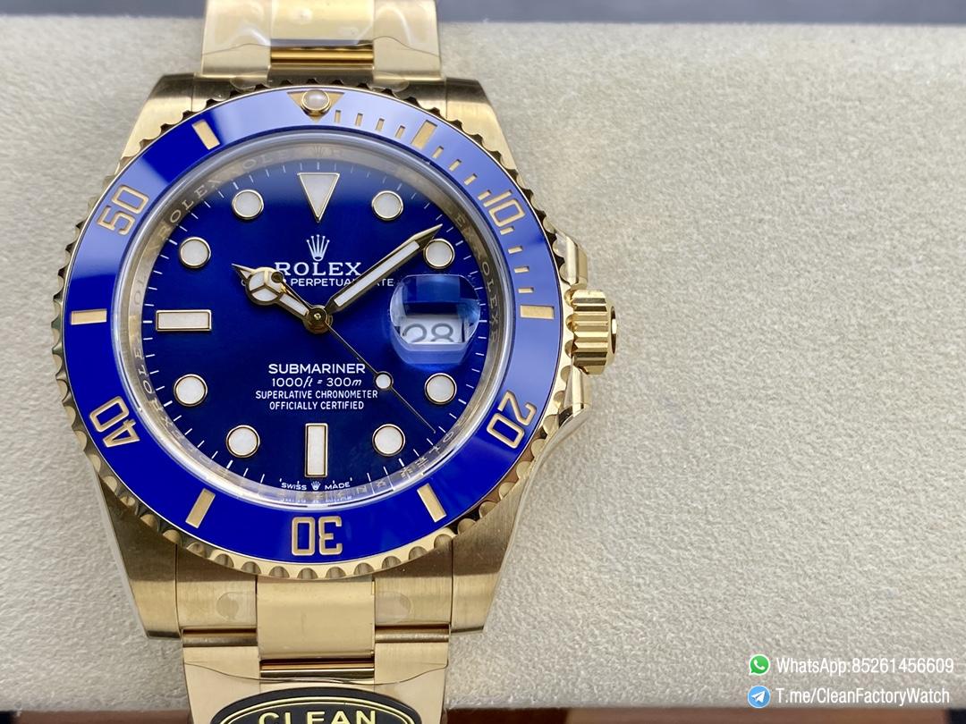 Clean Factory Rolex Submariner 126618LB 41mm Blue Dial Ceramic Bezel Full Yellow Gold Plated Case Oyster Bracelet SH3235 Movement 01