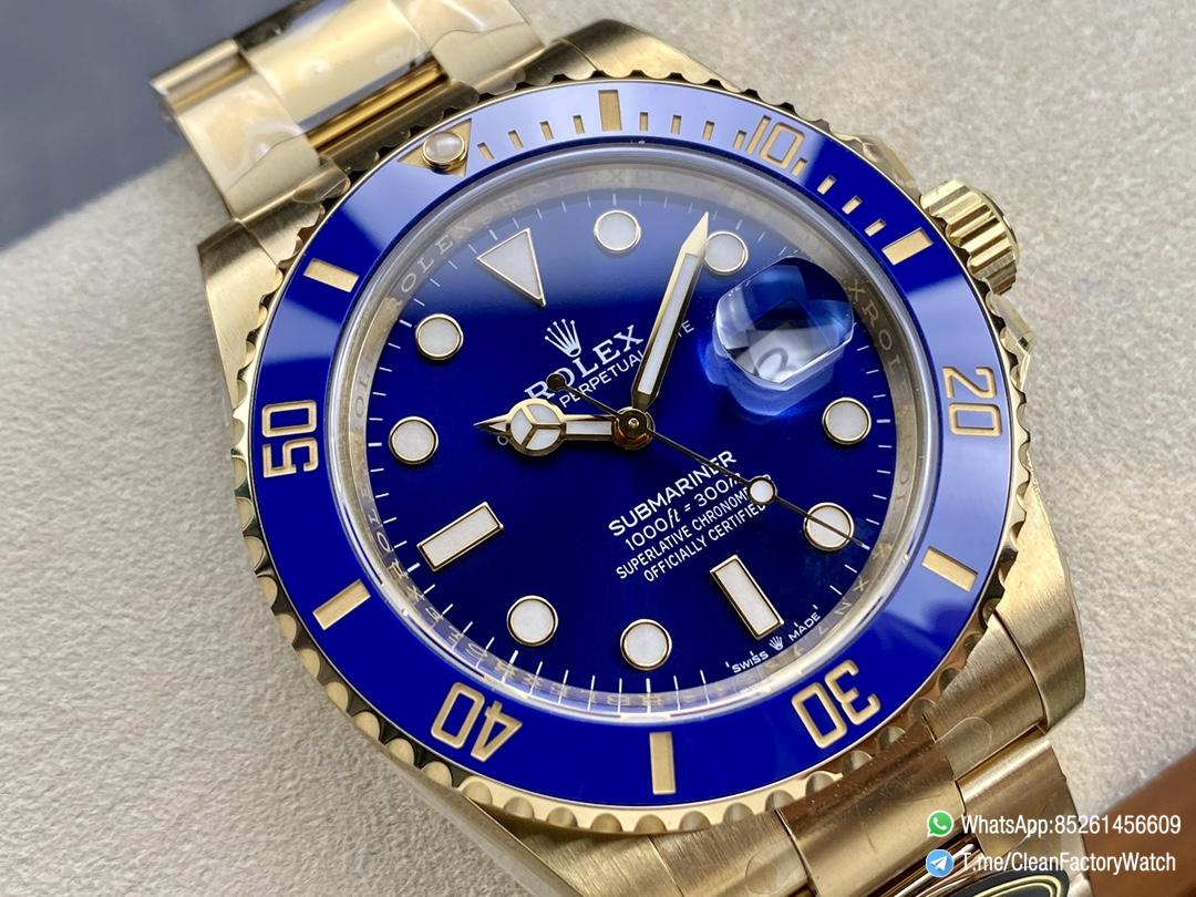 Clean Factory Rolex Submariner 126618LB 41mm Blue Dial Ceramic Bezel Full Yellow Gold Plated Case Oyster Bracelet SH3235 Movement 02