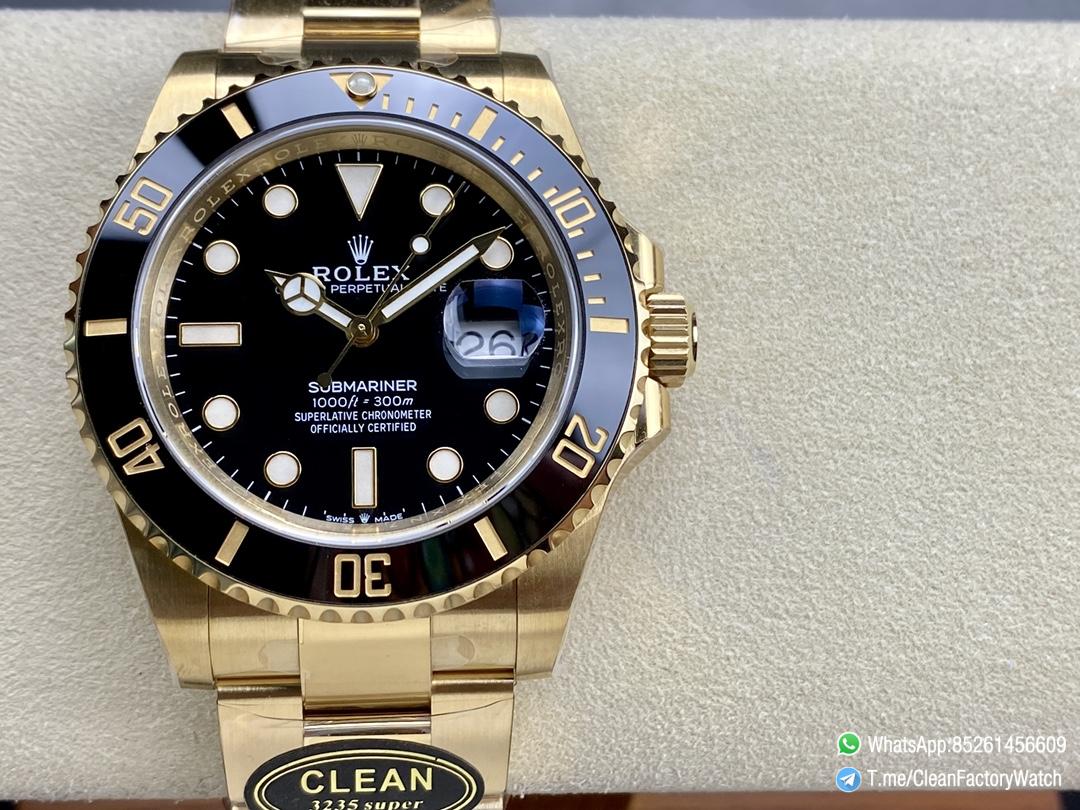Clean Factory Rolex Submariner 126618LN 41mm Black Dial Ceramic Bezel Full Yellow Gold Plated Case Oyster Bracelet SH3235 Movement 01