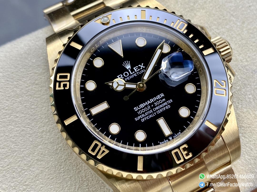 Clean Factory Rolex Submariner 126618LN 41mm Black Dial Ceramic Bezel Full Yellow Gold Plated Case Oyster Bracelet SH3235 Movement 02