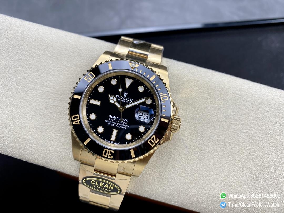 Clean Factory Rolex Submariner 126618LN 41mm Black Dial Ceramic Bezel Full Yellow Gold Plated Case Oyster Bracelet SH3235 Movement 04