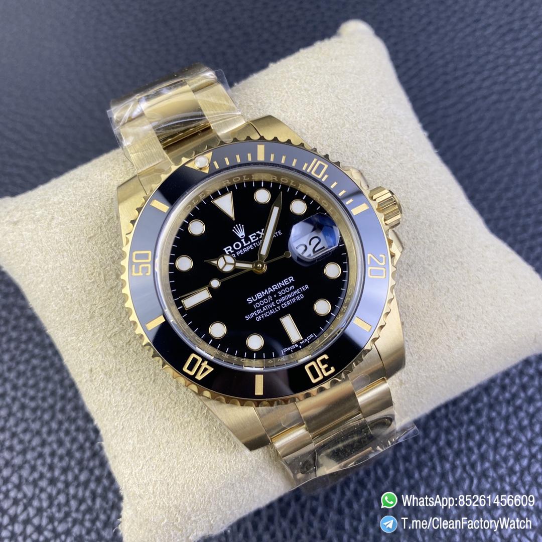 Clean Factory Submariner 116618LN 40mm Black Dial Ceramic Bezel Full Yellow Gold Plated Case Oyster Bracelet SH3135 Movement 02
