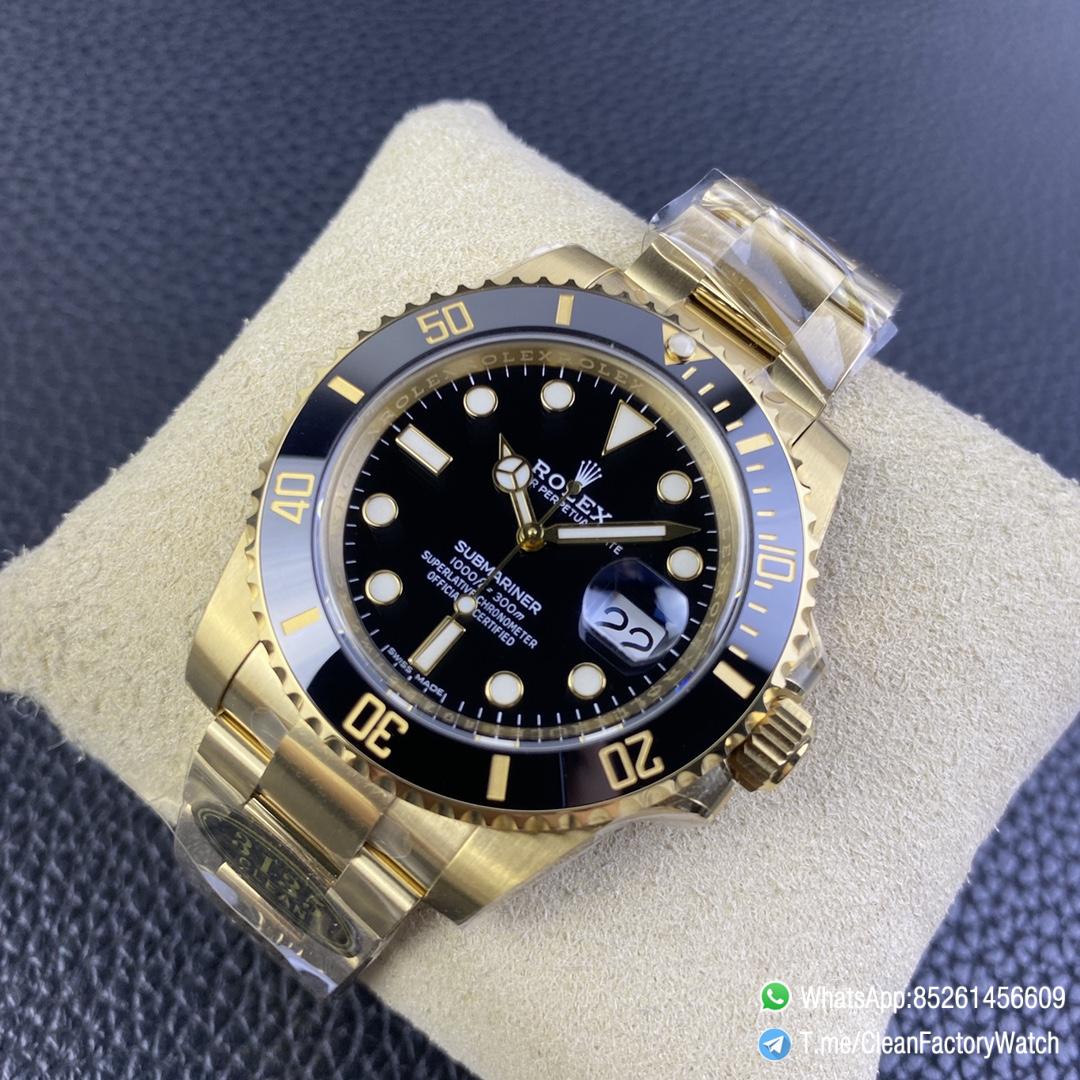 Clean Factory Submariner 116618LN 40mm Black Dial Ceramic Bezel Full Yellow Gold Plated Case Oyster Bracelet SH3135 Movement 03