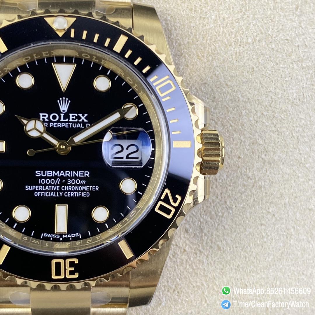 Clean Factory Submariner 116618LN 40mm Black Dial Ceramic Bezel Full Yellow Gold Plated Case Oyster Bracelet SH3135 Movement 04