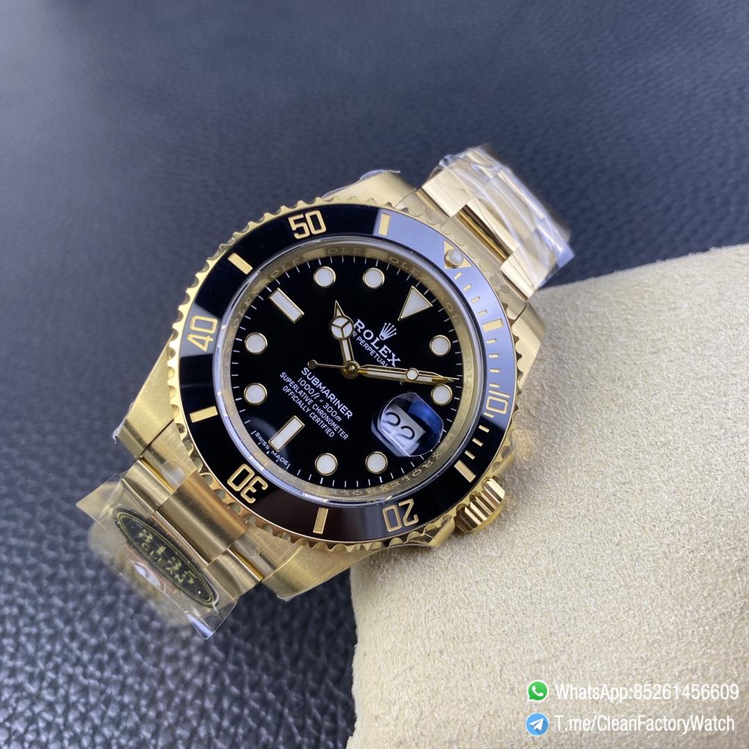 Clean Factory Submariner 116618LN 40mm Black Dial Ceramic Bezel Full Yellow Gold Plated Case Oyster Bracelet SH3135 Movement 05