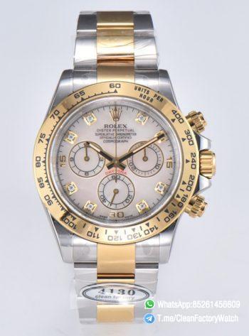 Clean Factory Daytona 116503 White Mother of Pearl Dial Oystersteel and Yellow Gold Material DD4130 Movement 00