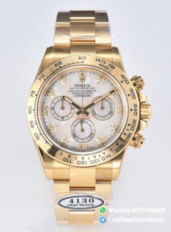 Clean Factory Daytona 116508 White Mother of Pearl Dial Yellow Gold Bezel Yellow Gold Bracelet DD4130 Movement 00