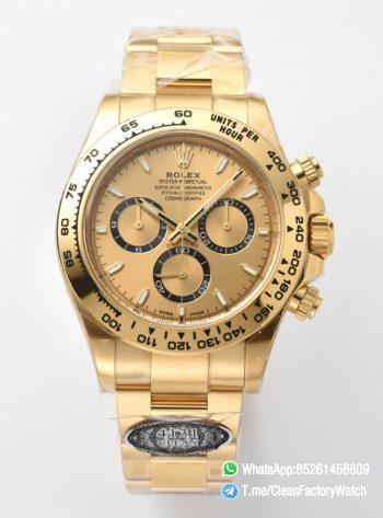 Clean Factory Daytona 126508 Yellow Gold Dial with Black Chrono Counter 18K Yellow Gold Plated Bracelet 4131 Movement 00