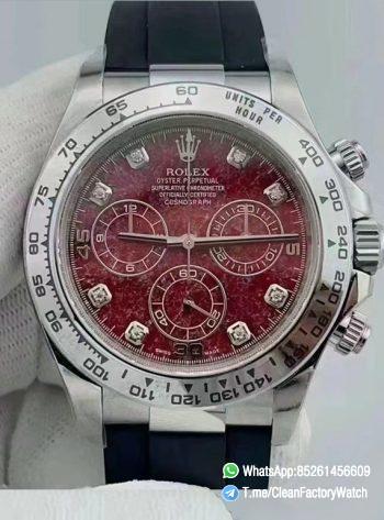Clean Factory Rolex Daytona 116509 Red Grossular Rubellite Dial Diamonds Index DanDong 4130 SuperClone Movement 00 1