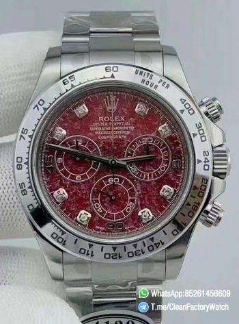Clean Factory Rolex Daytona 116509 Red Grossular Rubellite Dial Diamonds Index DanDong 4130 SuperClone Movement 00