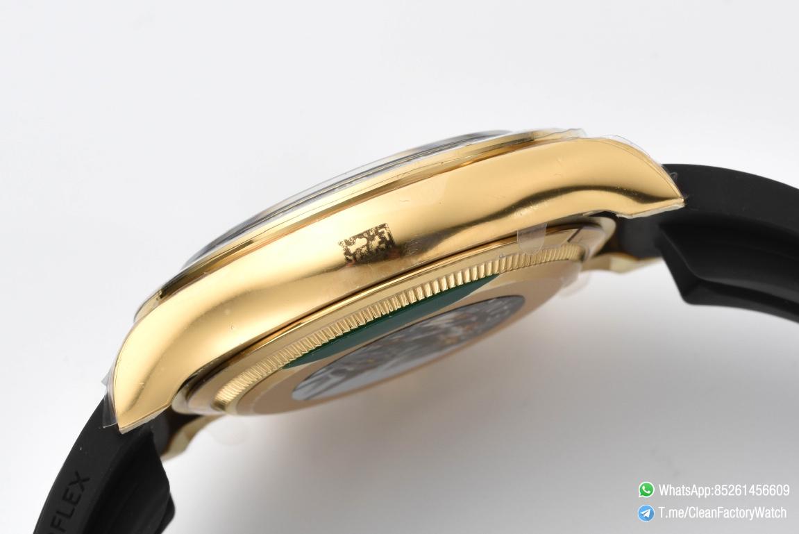 Clean Factory Watch Rolex Daytona 126518 Yellow Gold Case Golden Dial and Black Counter Rings Oysterflex Strap 4131 Movement 08