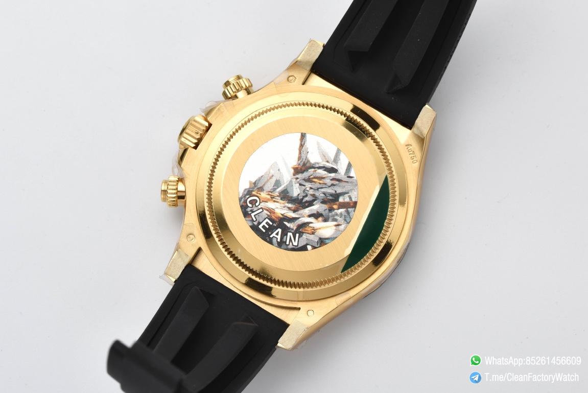 Clean Factory Watch Rolex Daytona 126518 Yellow Gold Case Golden Dial and Black Counter Rings Oysterflex Strap 4131 Movement 09