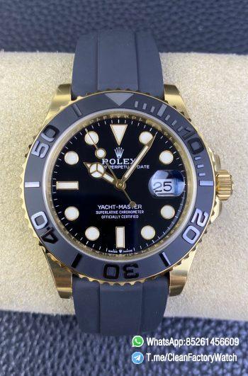 Clean Factory Yacht Master 42mm 226658 Yellow Gold Case 3D Black Ceramic Bezel Oysterflex Strap SuerClone 3235 Movement 000