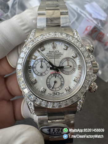 Premium Customized Daytona 116589 MOP Dial Diamonds Hour Markers Diamonds Case and Bezel Based on Clean Factory DD4130 Movement 00
