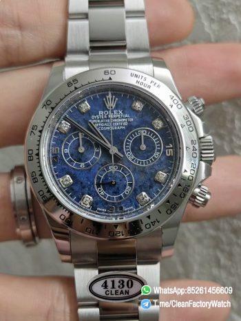 Clean Factory Daytona 116519 Blue Sodalite Dial wtih Diamonds Indexes Based Super Clone DanDong 4130 Movement Oyster Bracelet 00