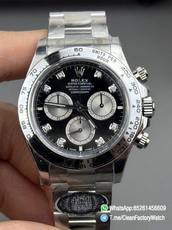 Clean Factory Watches Rolex Daytona 126509 Black Dial Diamonds Hour Markers Silver Chrono Sub Dial 904L Steel Case Oyster Bracelet SH4131 Movement 000