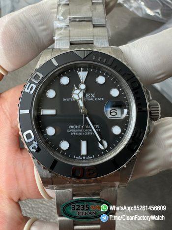 Clean Factory Watches Yacht Master 226627 Titanium Case and Bracelet Black Dial Black Ceramic Bezel Blue Luminous Hour Markers ShangHai 3235 Movement 00