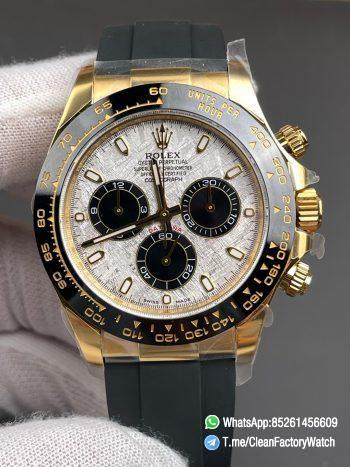 Clean Factory Watch Daytona 116518LN Meteorite Dial Black Chrono Sub Dial Yellow Gold Case Oysterflex Strap DD4130 Movement 01 1