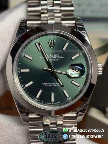 Clean Factory Watch Datejust 41 Ref 126300 Mint Green Dial Smooth Bezel 904L Steel Case and Jubilee Bracelet DanDong 3235 Movement 000